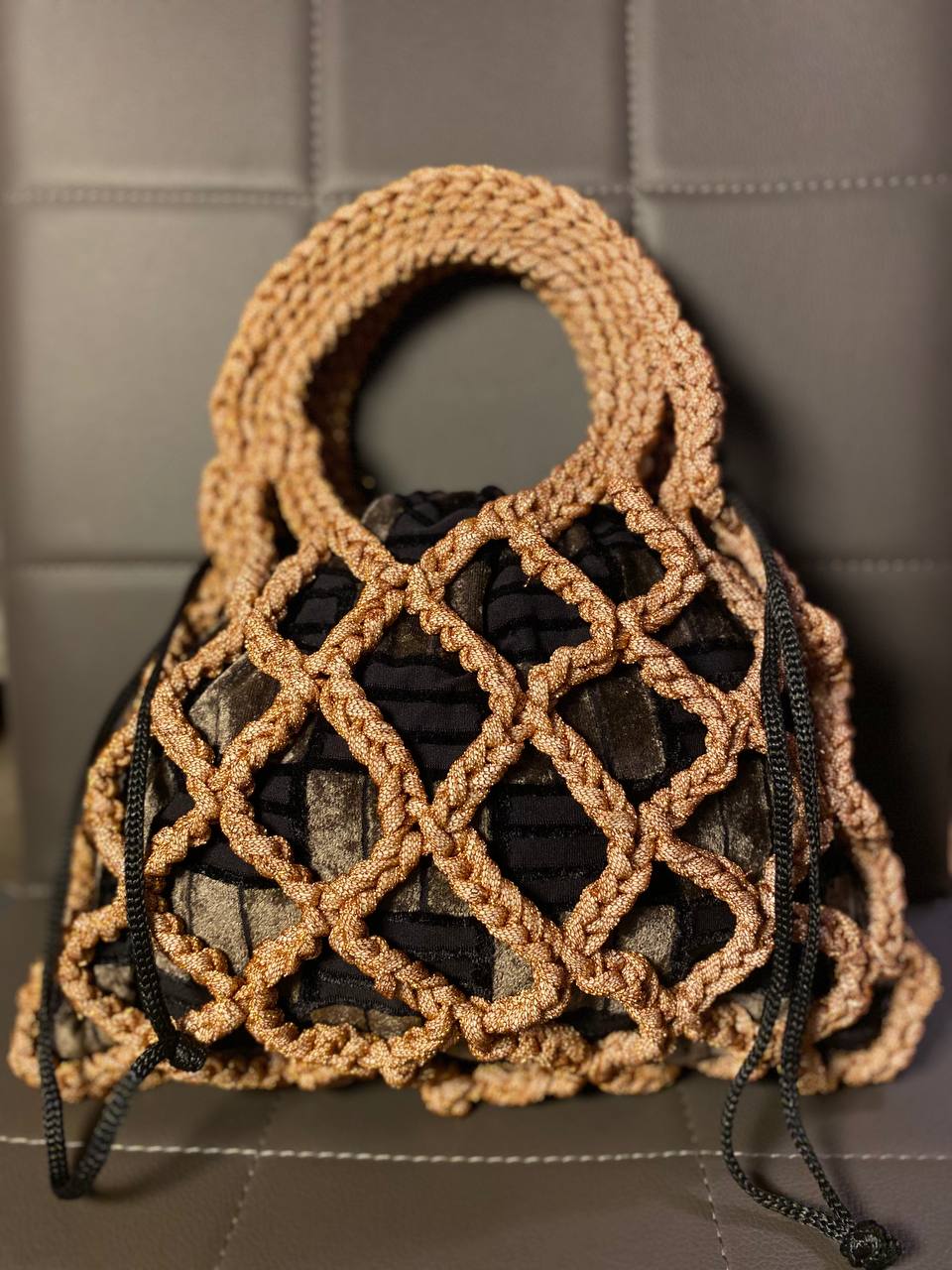 Sportina filato diamante salmone brillante con sacca interna lilla o fantasia