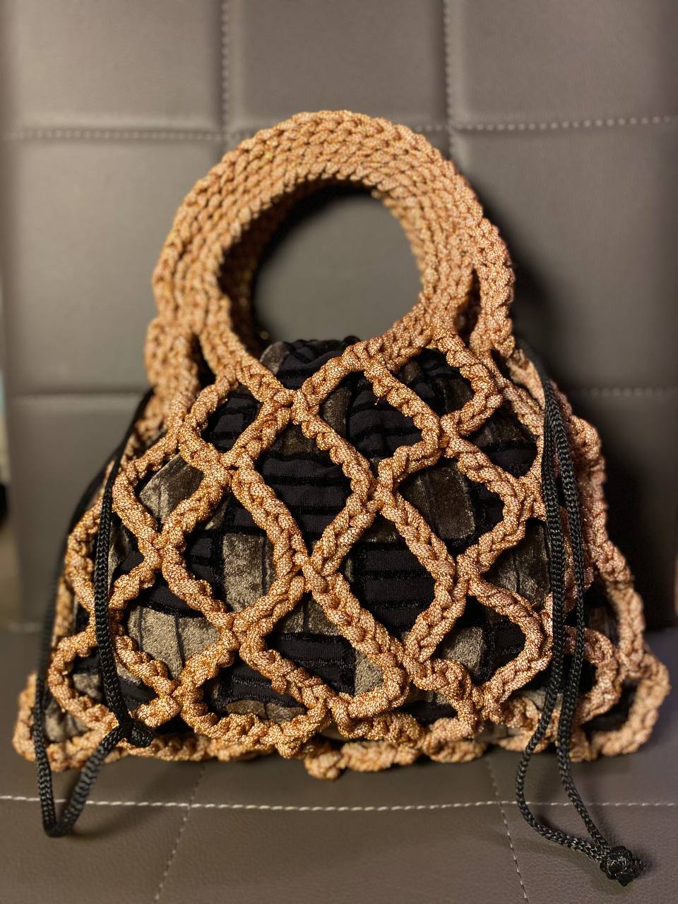 Sportina filato diamante salmone brillante con sacca interna lilla o fantasia